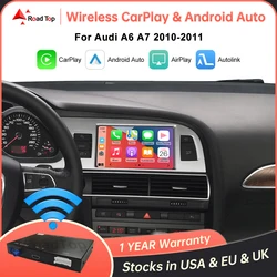 Road Top Wireless CarPlay Android Auto for Audi A6 C6 A7 C7 2010-2011 Q7 2010-2015,with Mirror Link AirPlay Car Play Functions