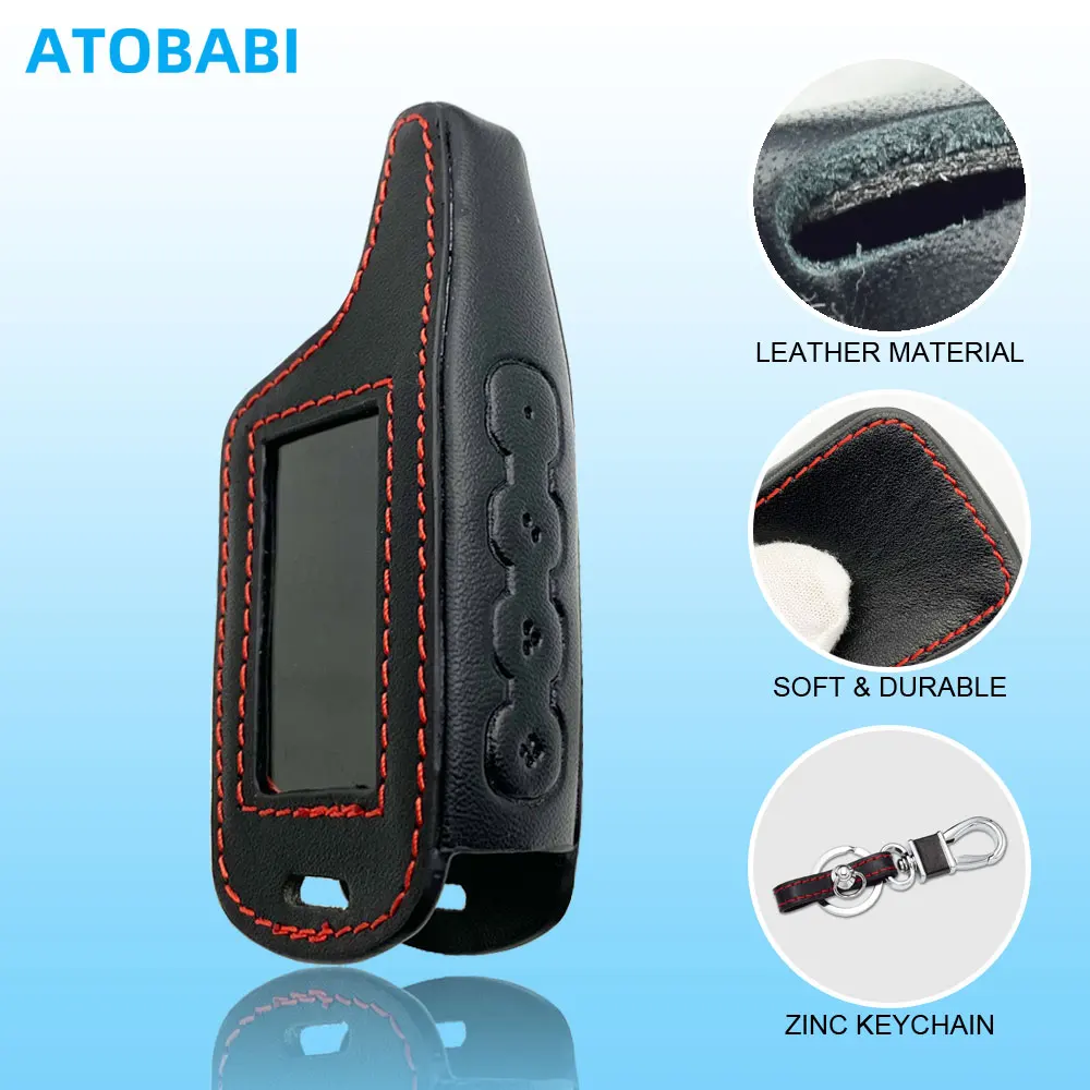 Leather Car Key Cover Bag For Scher-Khan Logicar 1 2 3 4 3i 4i 5i 6i Two Way Car Alarm System LCD Remote Fobs Shell Protect Case