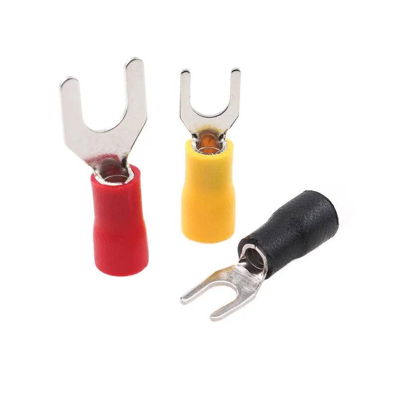 50Pcs SV Type Wire Spring Terminal SV1.25 SV2 Fork U Y PVC Insulate Ferrules Block Spade Cold Press Cable End Crimp Connector