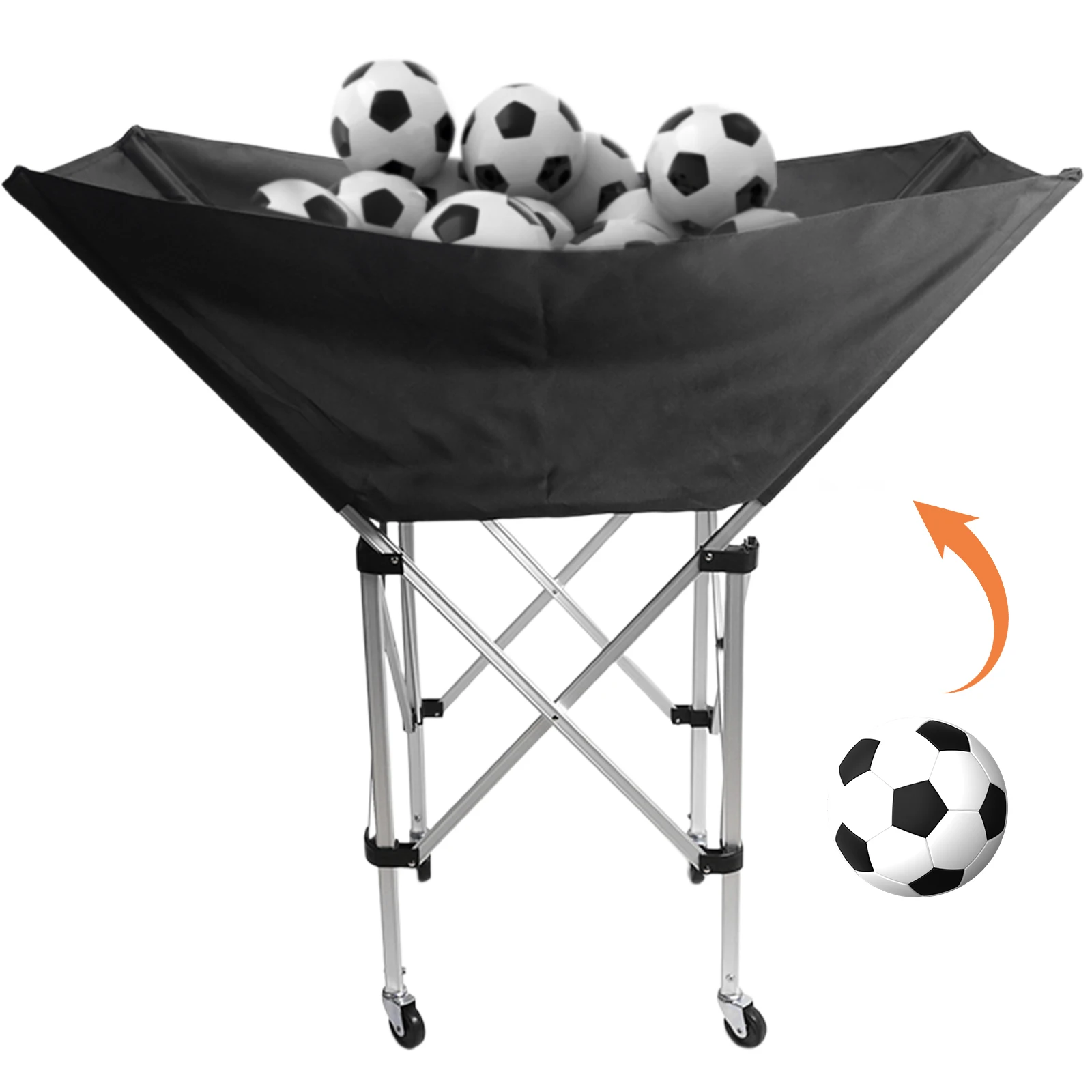 

28 Balls Collapsible Garage Sports Equipment Organizer with Carry Bag Foldable Portable Ball Cart for Easy Storage and Transport