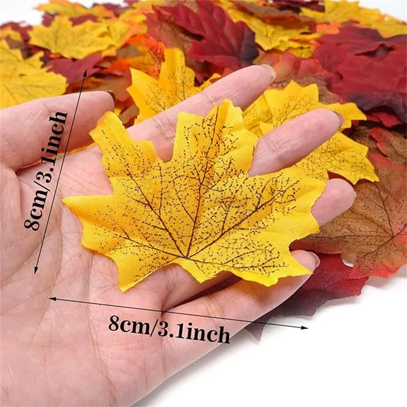 100/200Pcs Artificial Maple Leaves Autumn Fall Leaf for Thanksgiving Halloween Christmas Home Decoration Wedding Party Decor