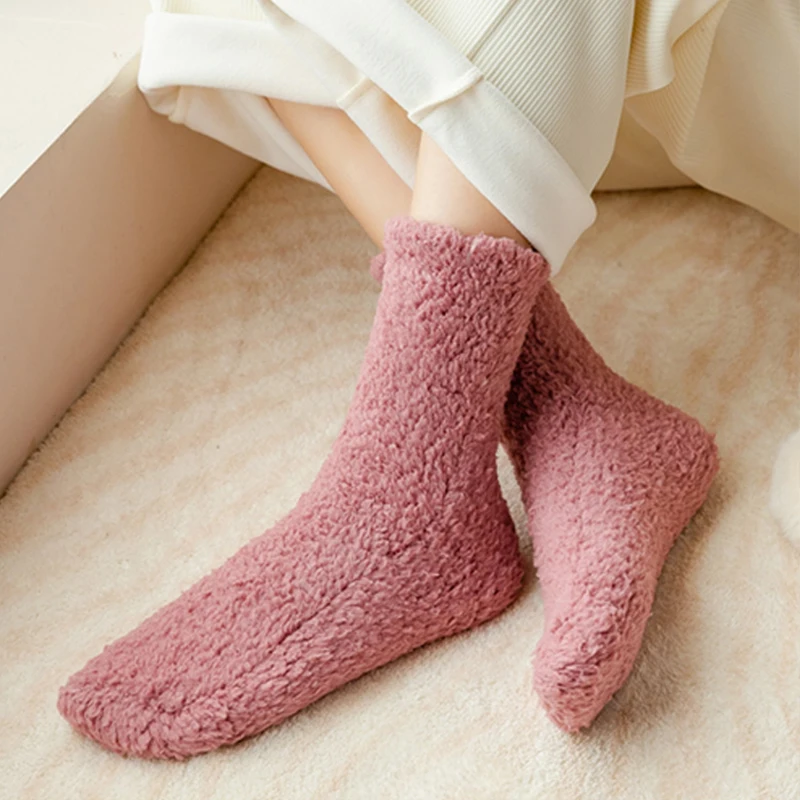 Winter Fluffy Fuzzy Socks Cozy Cashmere Sock Soft Velvet Thick Warm Bed Floor Home Slipper Sock For Women Men Winter Warm Sox