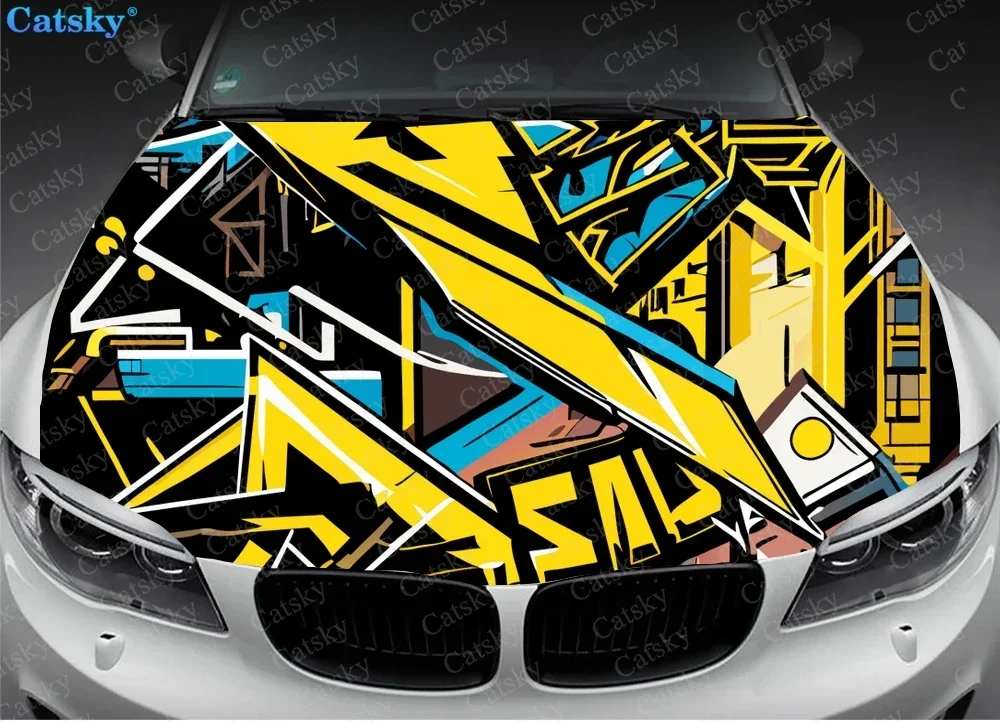 Graffiti Arrows Grunge Car Hood Vinyl Stickers Wrap Vinyl Film Engine Cover Decals Sticker Universal Car Hood Protective Film