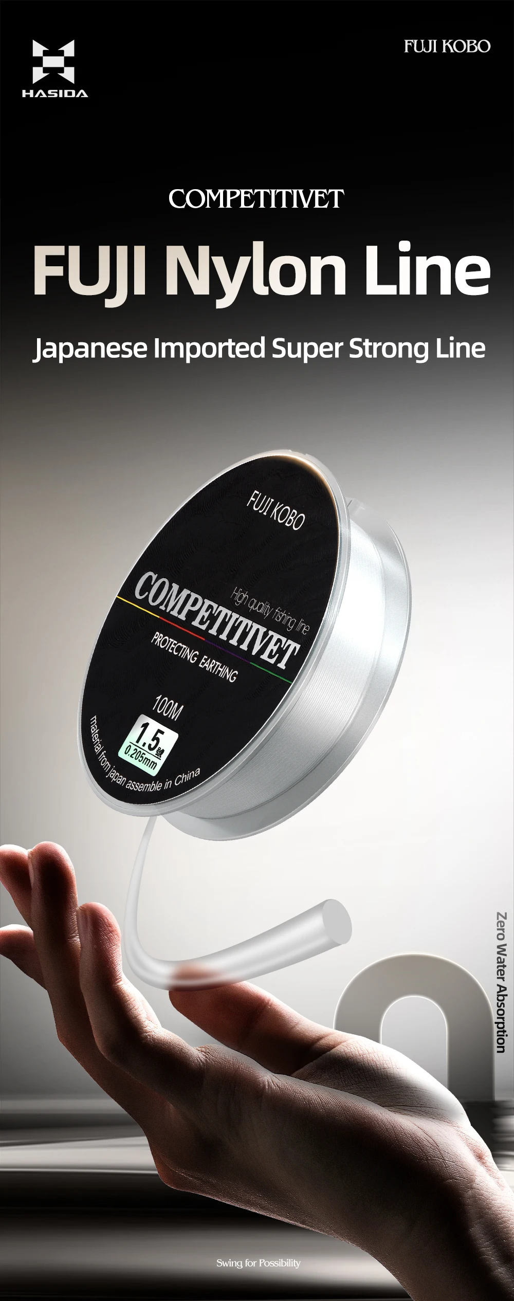 HASIDA FUJI KOBO 100m Transparente Nylon-Angelschnur 0,8 # -8.0 # 3,1-19,1 kg Starke Japanische Importierte Monofilament-Schnur – Detail 3