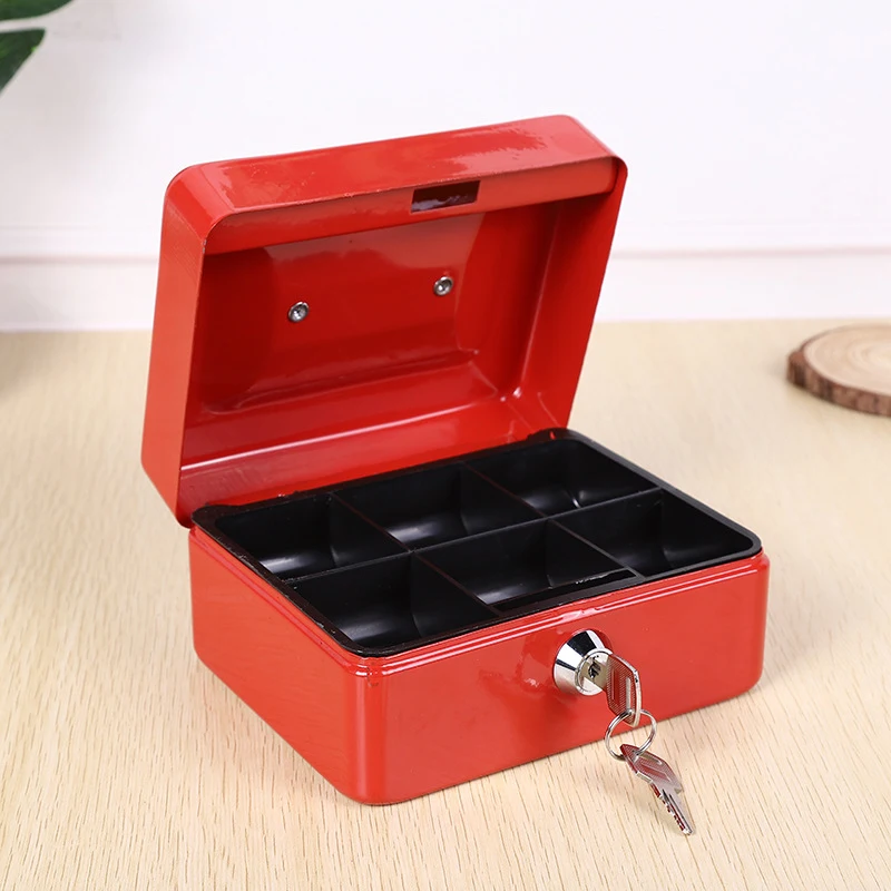 1Pc Creative Mini Petty Cash Money Document  Storage Box Metal Security Lock Lockable Safe