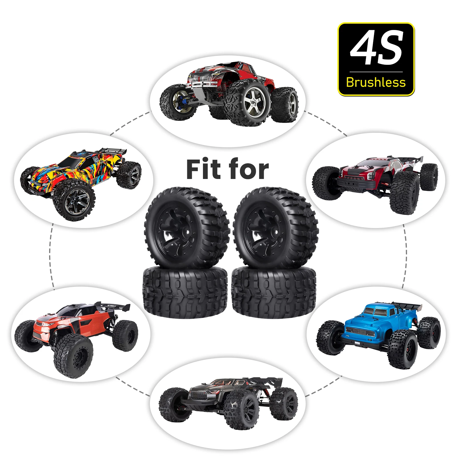 Hobbypark colado 12mm hex 1/10 rc caminhão pneus rodas para traxxas ferrugem stampede 4x4 vxl 2wd redcat vulcão epx s30 blackout xte