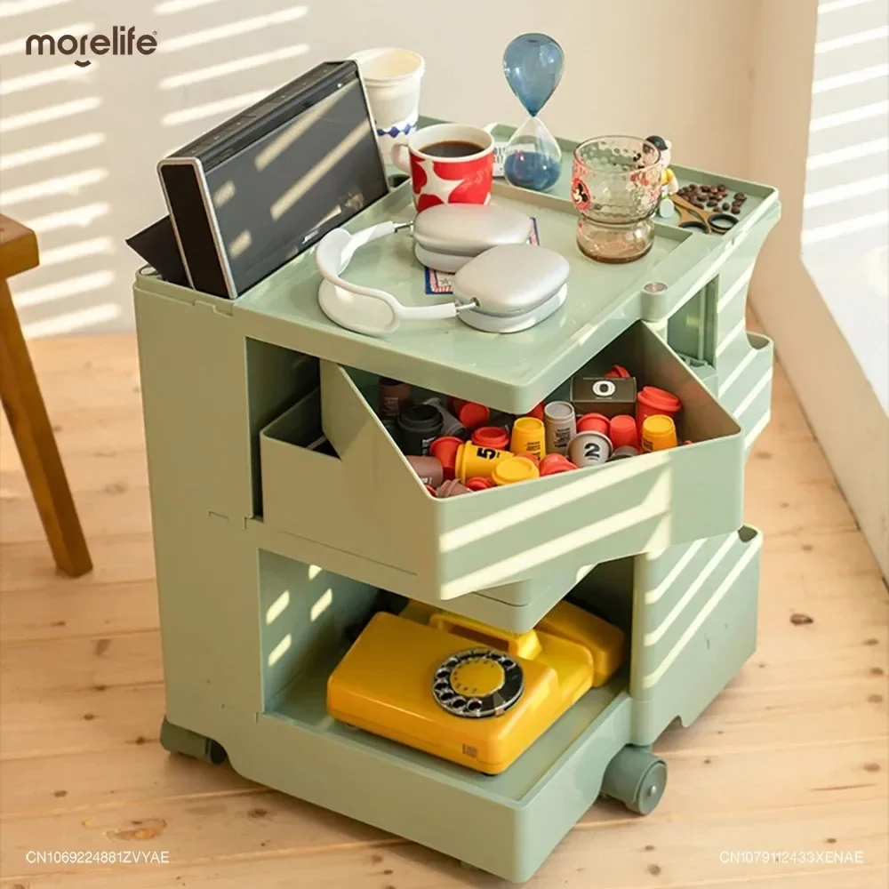 

Multi-Layer 360°Rotating Storage Cabinet Nightstands Movable Snacks Cosmetics Storage Rack Mobile Bedside Table Furniture YX+