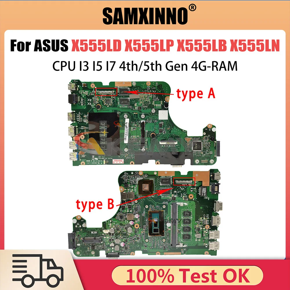 

X555L A555L K555L F555L Mainboard For ASUS X555LD X555LP X555LB X555LN X555LI X555LF X555LJ X555LDB Laptop Motherboard i3 i5 i7