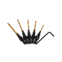 5 Pcs Drill Bit Set Countersinking Bits High-speed Steel Round Design for Wood Plastic Metal DIY Tools Accessories