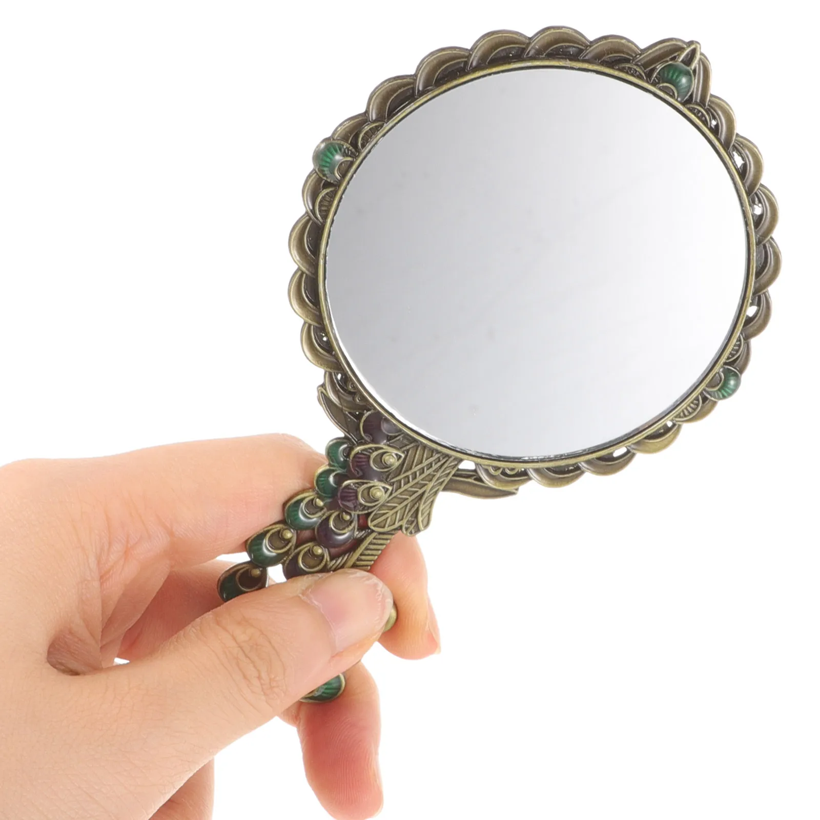 

1Set Metal Vintage Handheld Makeup Mirror Comb Set Portable Small Compact Travel Mirror Hand Mirrors with Handle