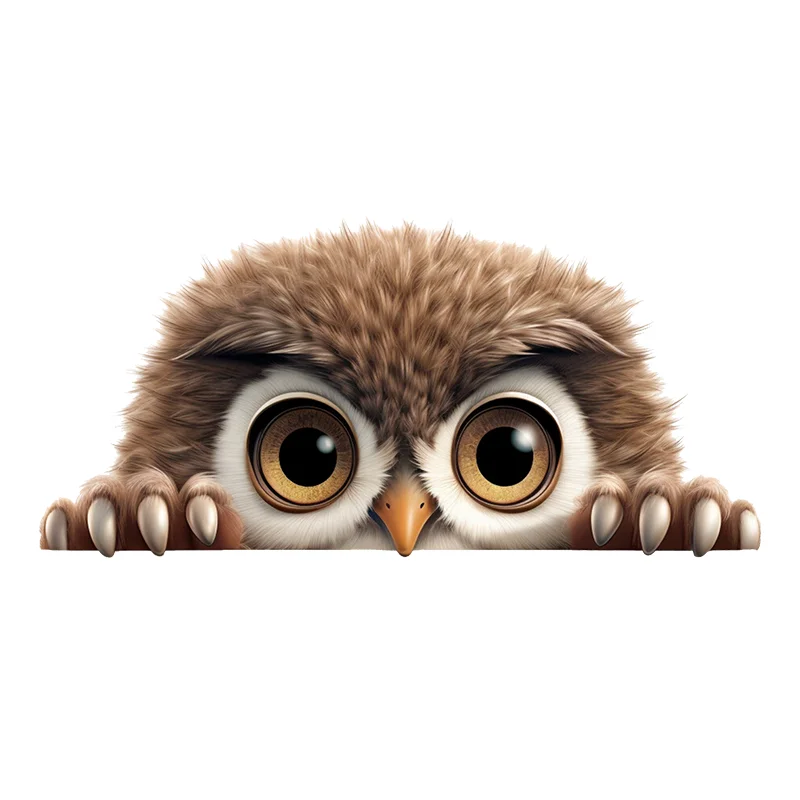 90972# Fluffy Owl Peeking Stickers Decoration for Living Room, Wall, Bedroom, Toilet and Home Decor Car Decals Self-Adhesive