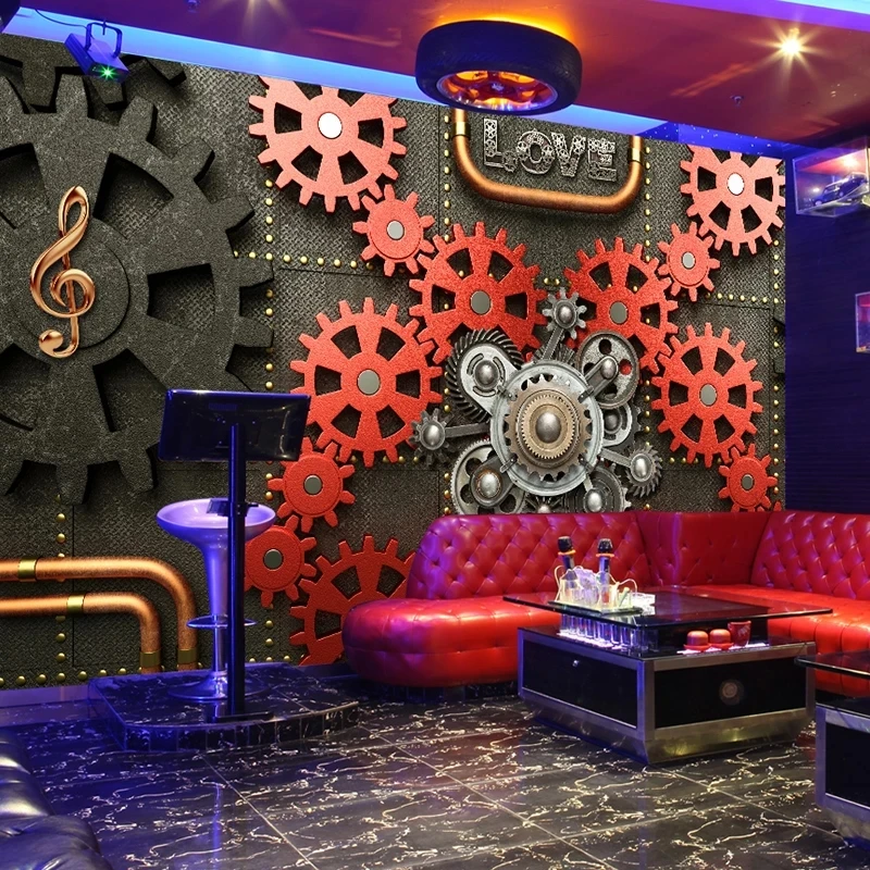 Custom 3D Wallpaper Gear Machinery Retro Nostalgia Poster Mural KTV Bar Cafe Restaurant Living room TV background wall bedroom