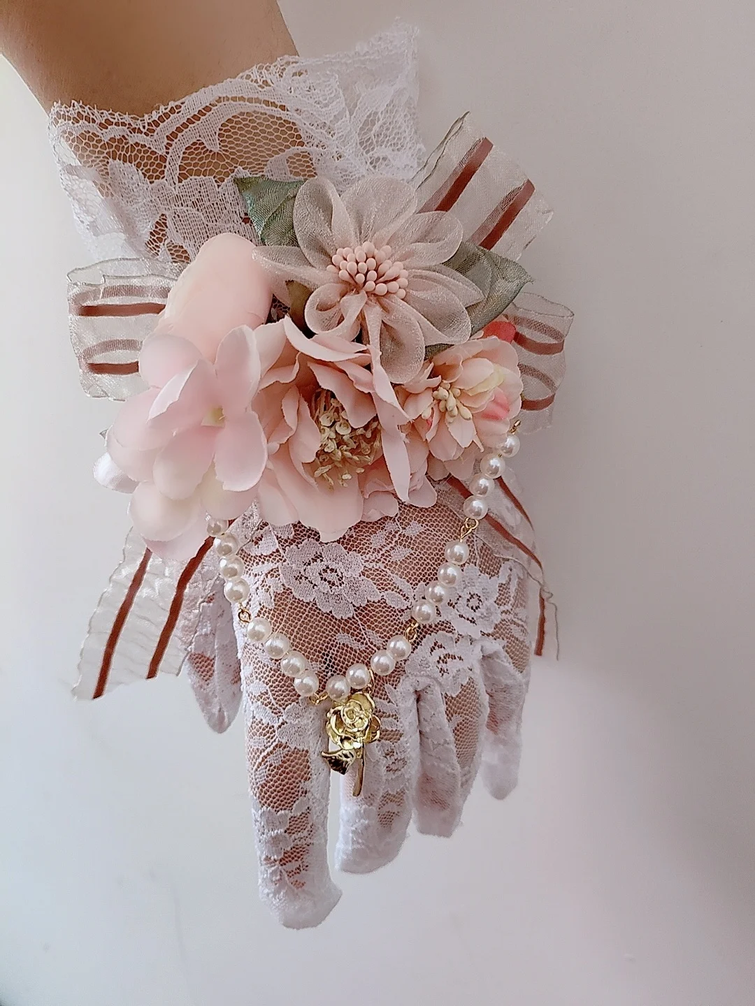 Lolita Lace White Gloves Wedding Flower Anime Cosplay Accessories Hand Made Dress Accessories Wedding Banquet Decoration