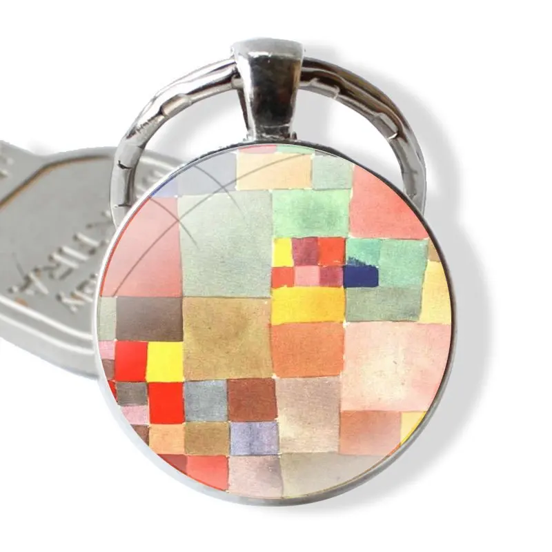 Paul Klee Keychain Handmade Glass Cabochon Key Ring Holder Pendant Key Chains