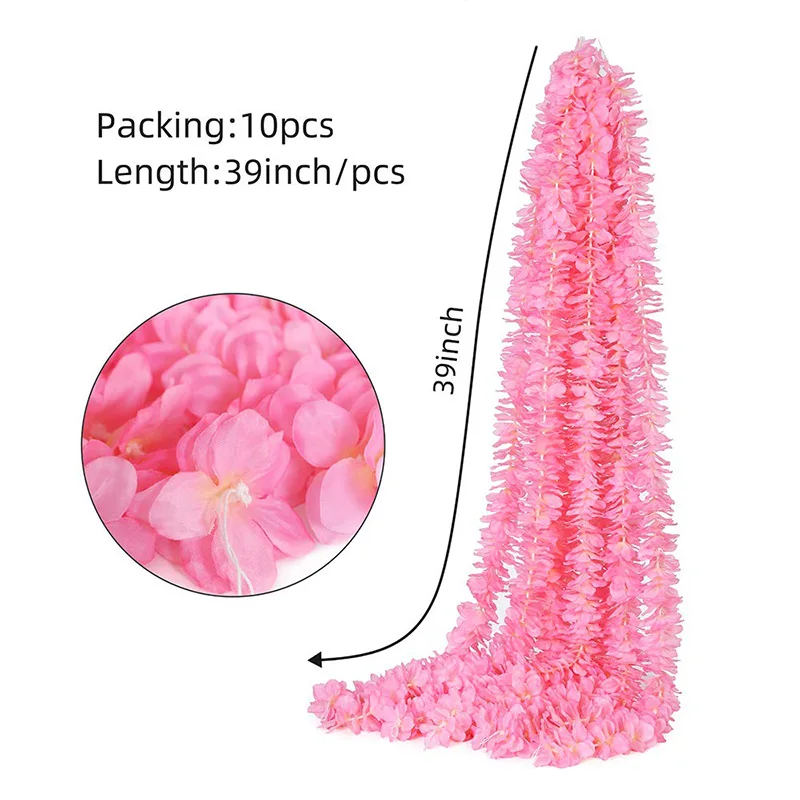 10PCS Artificial Wisteria Flowers Vine 29 Inch Long Tailing Silk Flower Strings for Wall Hanging Wedding Arch Party Home Decor