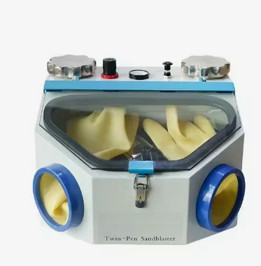 Dental Sandblasting Cabinet Dual-Pen Sandblaster with LED Light for Jewelry Lab