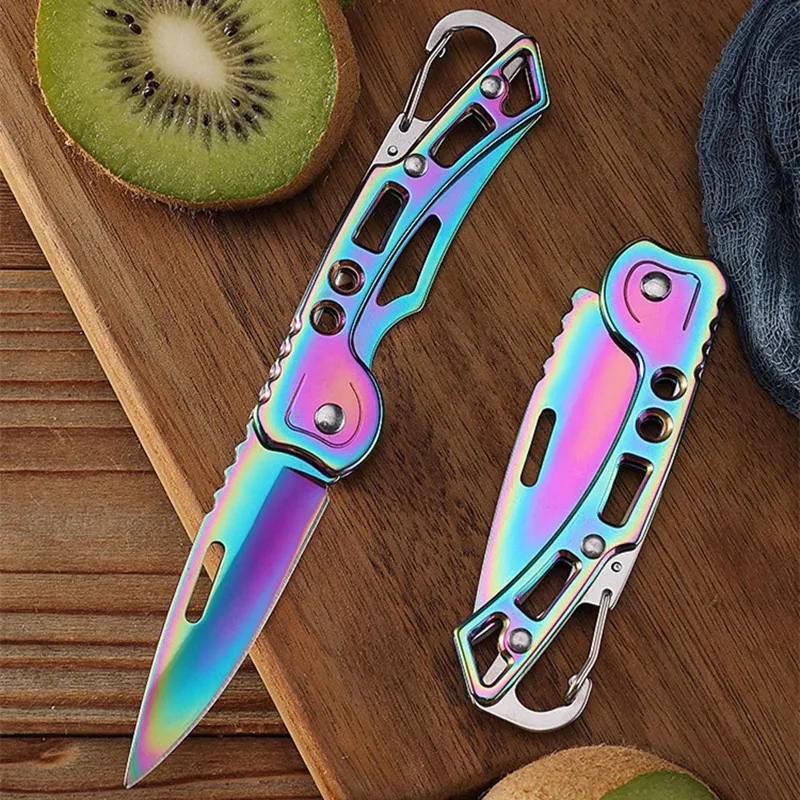 Outdoor Folding Pocket Knife Stainless Steel Fruit Knife EDC Carry Keychain Folding Knife Multifunctional Pocket Knife