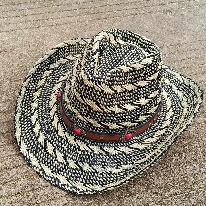Western Straw Cowboy hat straw hat solid summer sombrero vaquero Sunshade Jazz Hat Panama sun hat sombrero vaquero hombre chapea