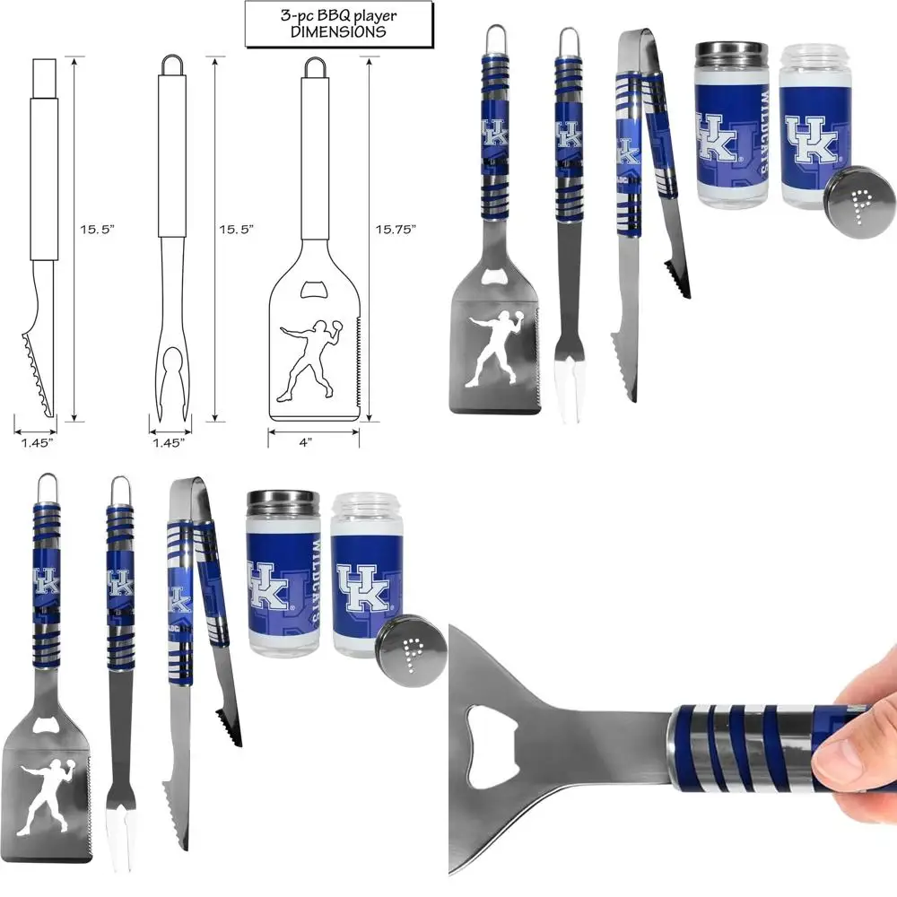 

Kentucky Wildcats 3-Piece Tailgate BBQ Set with Shakers in Team Colors