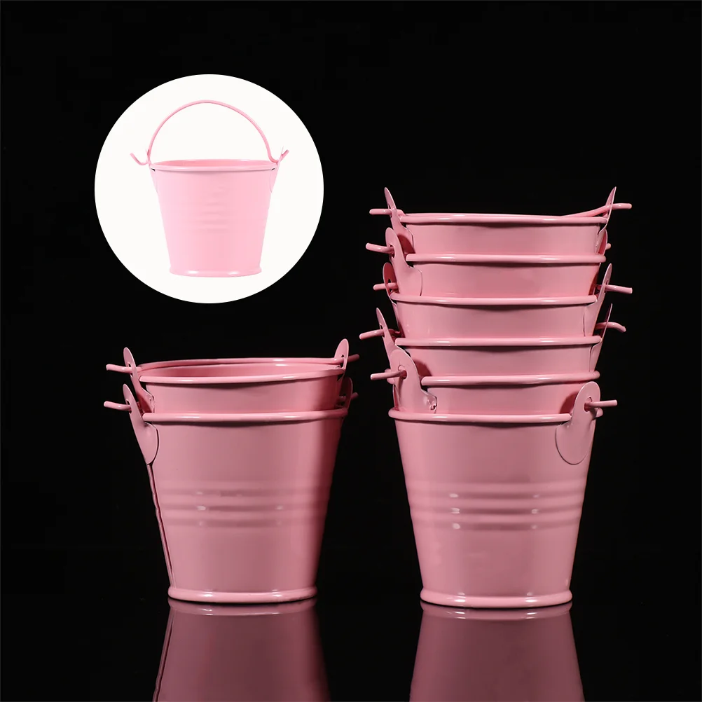 

4 Pcs Planters Outdoor Mini Bucket Flower Pot for Home Multifunction Iron with Handle Plants