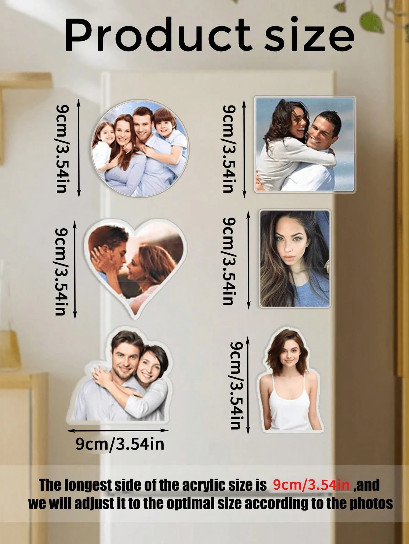 Custom Cutout Photo Fridge Magnet，2D Flat Portrait Refrigerator Magnet，Family Couple Pet Picture，Kitchen Home Decor Keepsake