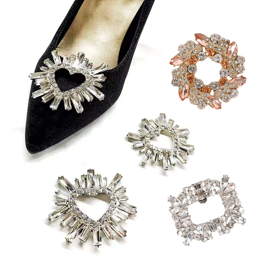 

Shiny Crystal Shoes Clips Rhinestone Charm Shoes Buckle Women High Heel Wedding Bride Shoes Decoration Jewelry Shoes Accessories