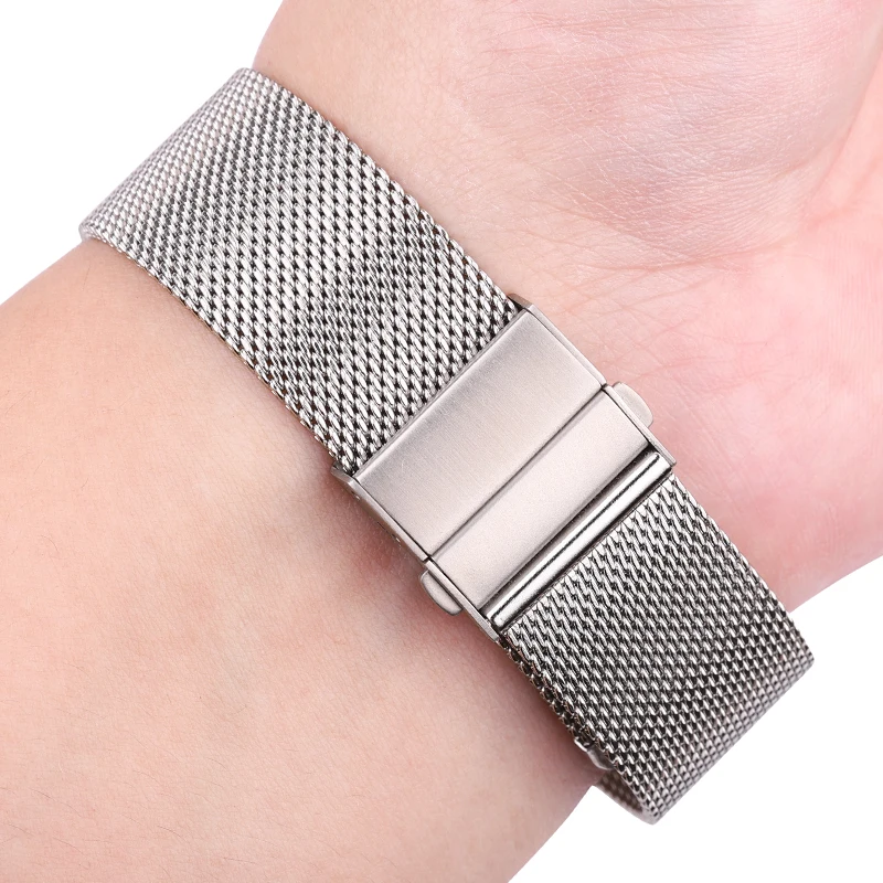 Stainless Steel Mesh Milanese Loop Watchband Quick Release Bracelet Silver Black for Galaxy Watch 4 3 Strap 16mm 18mm 20mm 22mm