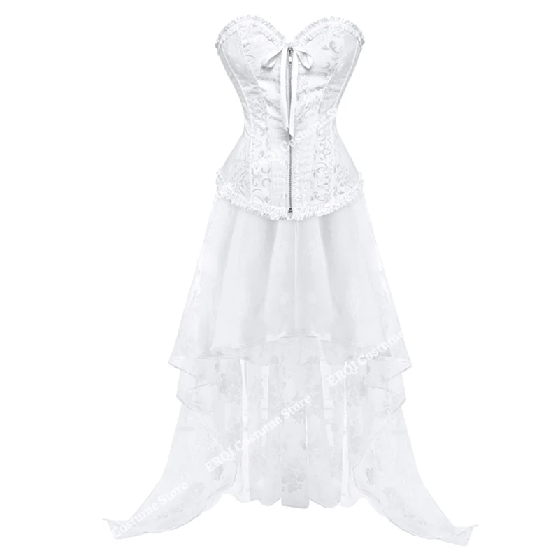 Wedding Corset Dress Lace Floral Body Shape Sexy  Corsets Dresses for Women Elegant Halloween Cosplay Costume White Plus Size