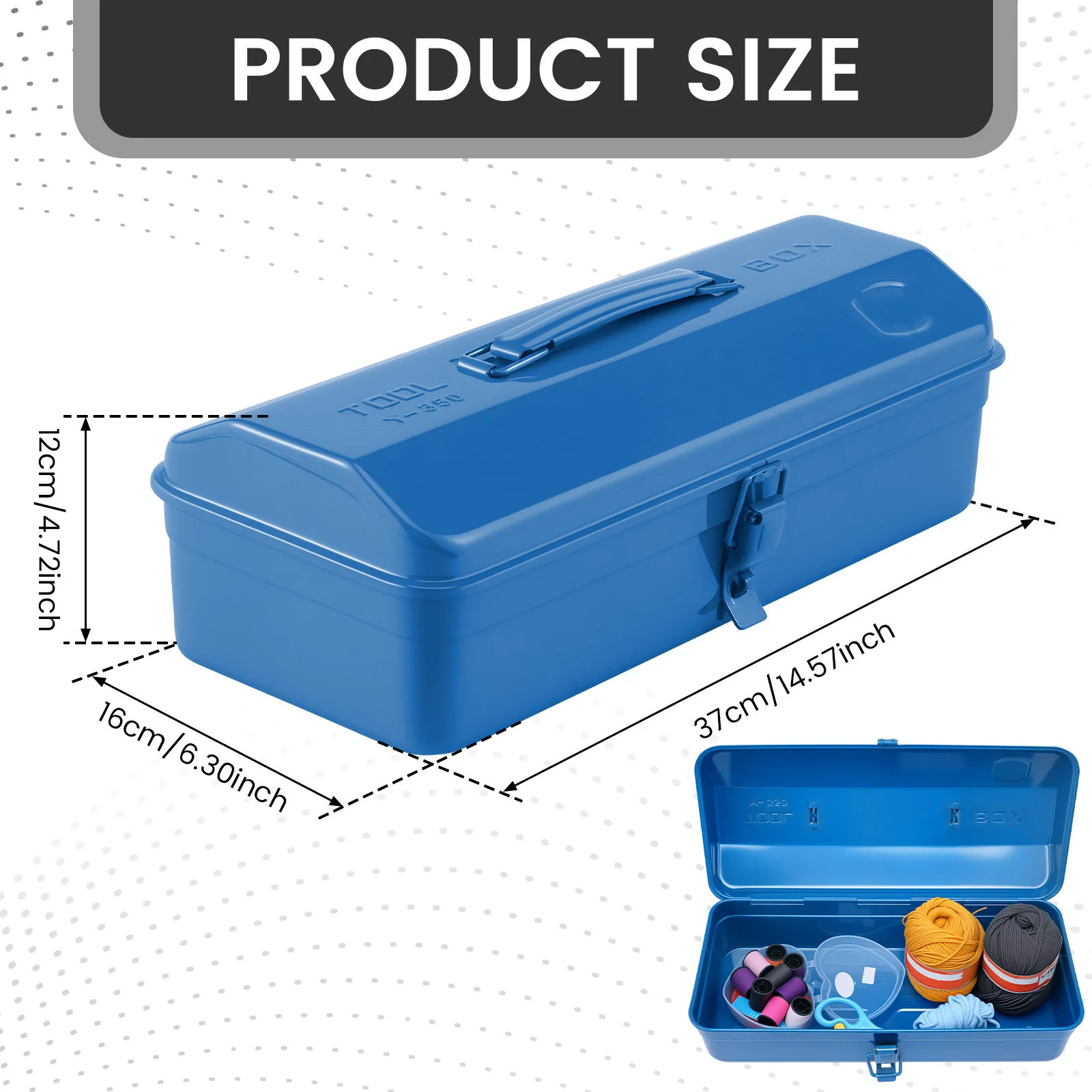 Hardware Metal Toolbox Portable Large Metal Toolbox Car Storage Household Repair Tool Storage Box with Lid Locking Organiser Box