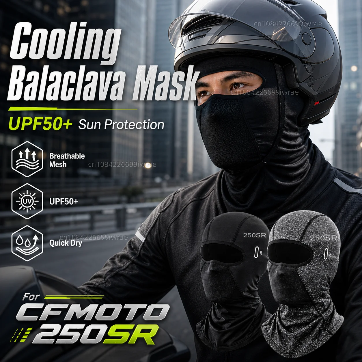 Cooling Motorcycle Balaclava Mask UPF50+ UV Protection Breathable Face Cover Summer For CFMOTO 250SR Papio XO-1
