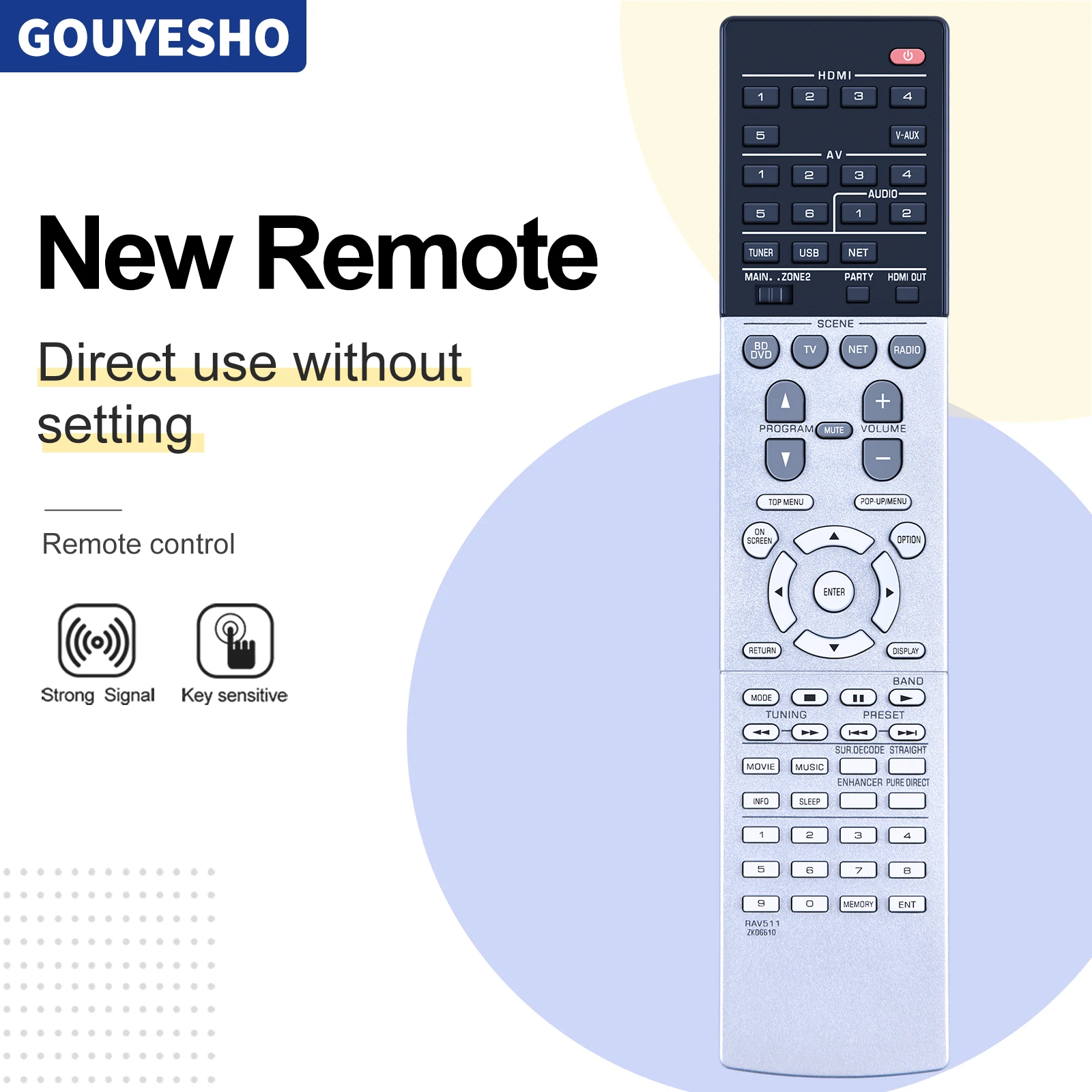 New Remote Control RAV511 ZK06610 for YAMAHA RX-V777 RXV777 RX-V777BT Audio Video AV A/V Receive