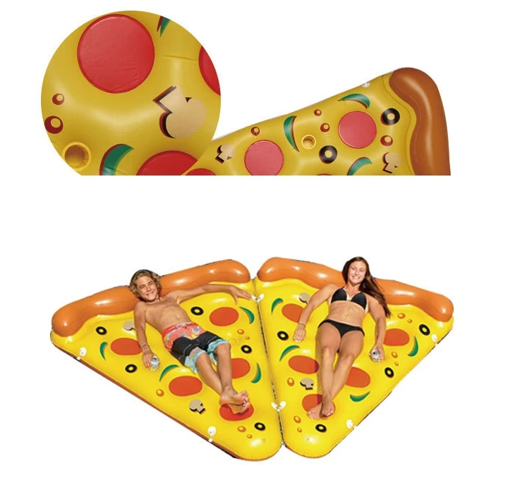 New 180X150CM Inflatable Pizza Floating Row 0.25mm PVC Water Floating Bed Adult Air Mattress Bed Inflatable Pizza Lounger