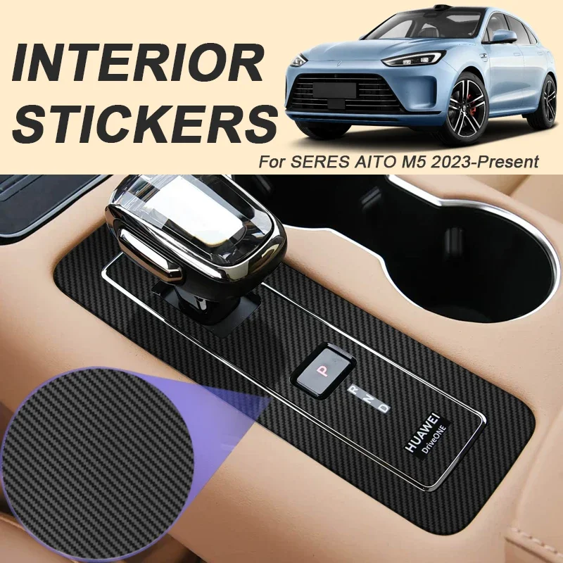

For SERES AITO M5 2023-Present LHD Car Carbon Interior Sticker Auto Lifting Window Panel Decal Gear Inner Door Protective Film