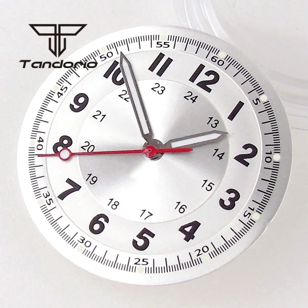 tandorio 36 mm gebürstetes 20-Bar-Tauchfliegeruhrengehäuse aus Edelstahl + 29 mm Zifferblatt + Zeiger, passend für NH35 NH36 NH34 ETA2824 PT5000 ST2130 Uhrwerk 5