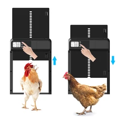 Newest Timer Automatic Chicken Coop Door,Intelligent Anti-Pinch Induction,IPX3 Waterproof Electric Poultry Gate for Farm Accs