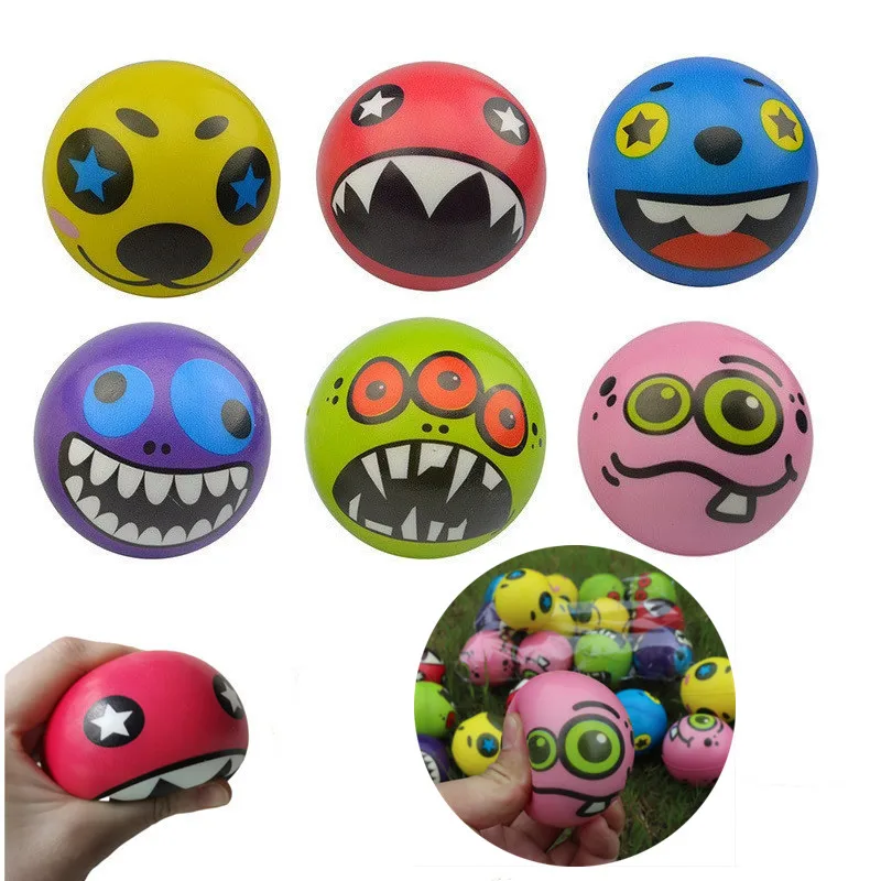 12PCS Expression Soft Balls Toy Funny Sponge Stress Ball Squeeze Smiley Face Grimace PU Foam For Kids For Adults Sports Toy Ball