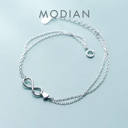 Modian Sterling Silver 925 Clasp Lobster Chain Bracelet For Women Infinite Love Simple Silver Fine Jewelry Female Gift Pulsera