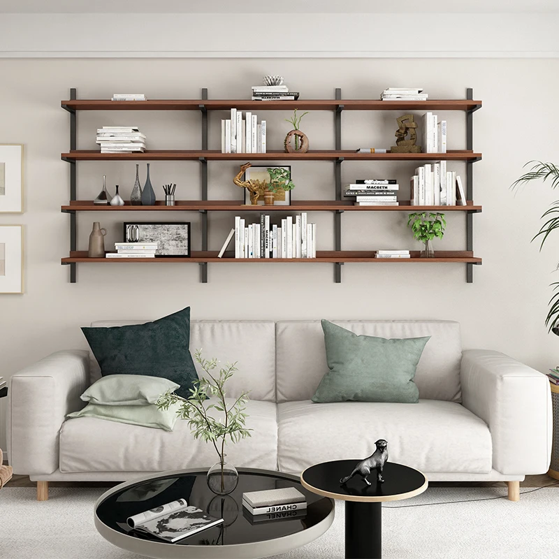 

Задняя полка для дивана, книжная полка из цельного дерева, перегородка, простой боковой книжный шкаф для дивана, кованый железный настенный стеллаж для хранения в гостиной