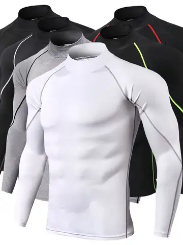 Men Sport T-shirt Quick Dry Bodybuilding Running Shirt Long Sleeve Compression Top Gym T Shirt Men Fitness Tight Rashgard