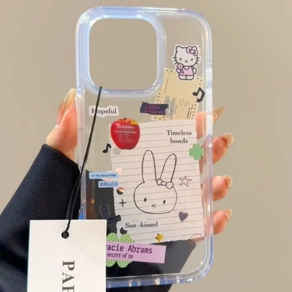 Cute Miffy Kawaii Iphone XS/XR/XSMAX/11/12/13/14/15/16ProMax Mobile Phone Shell Transparent Soft Shell Fall Prevention Girl Gift