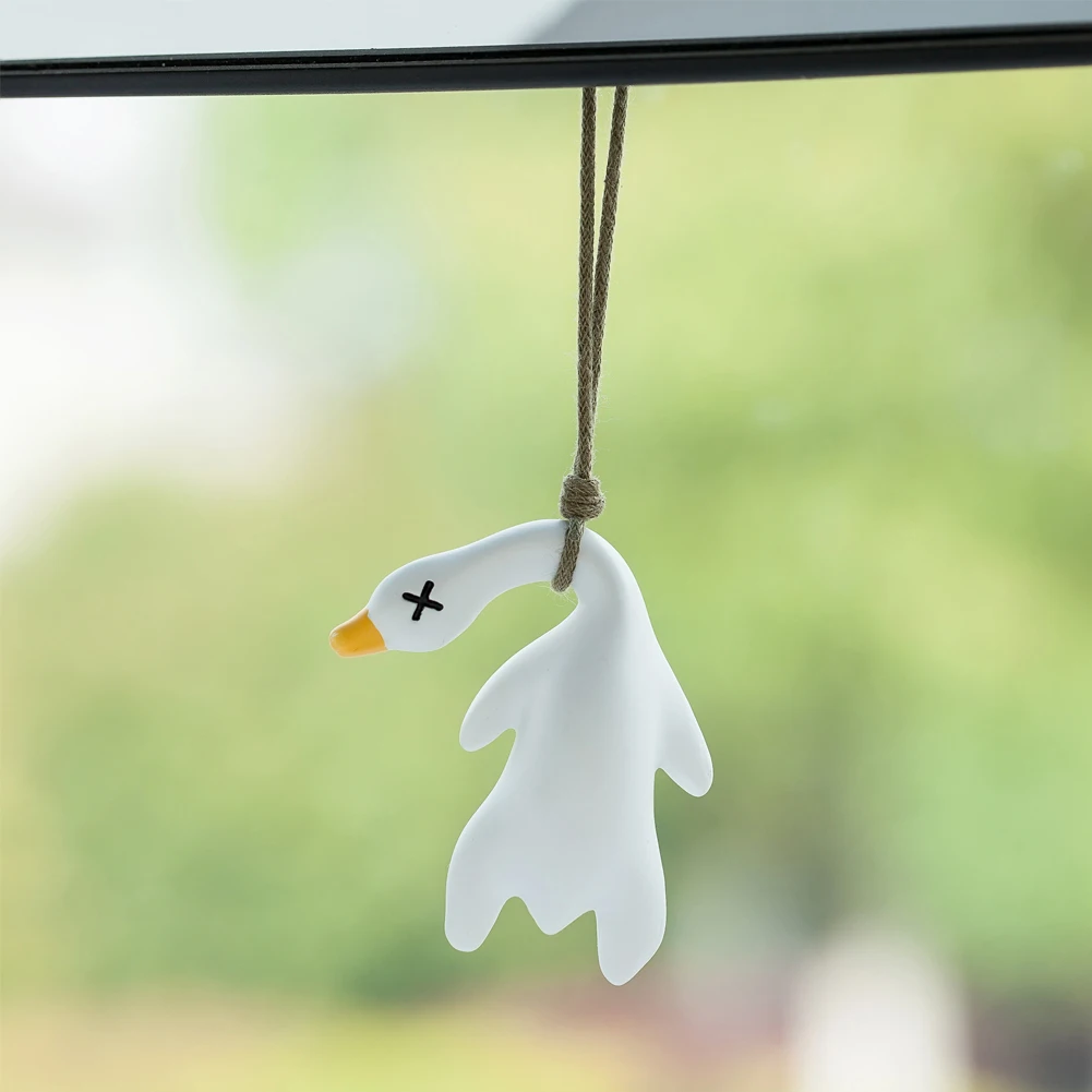 Cute Car Hanging Pendant Rearview Mirror Decoration Roasted Duck Car Mirror Ornaments For Women Girl Car Interior Accessories