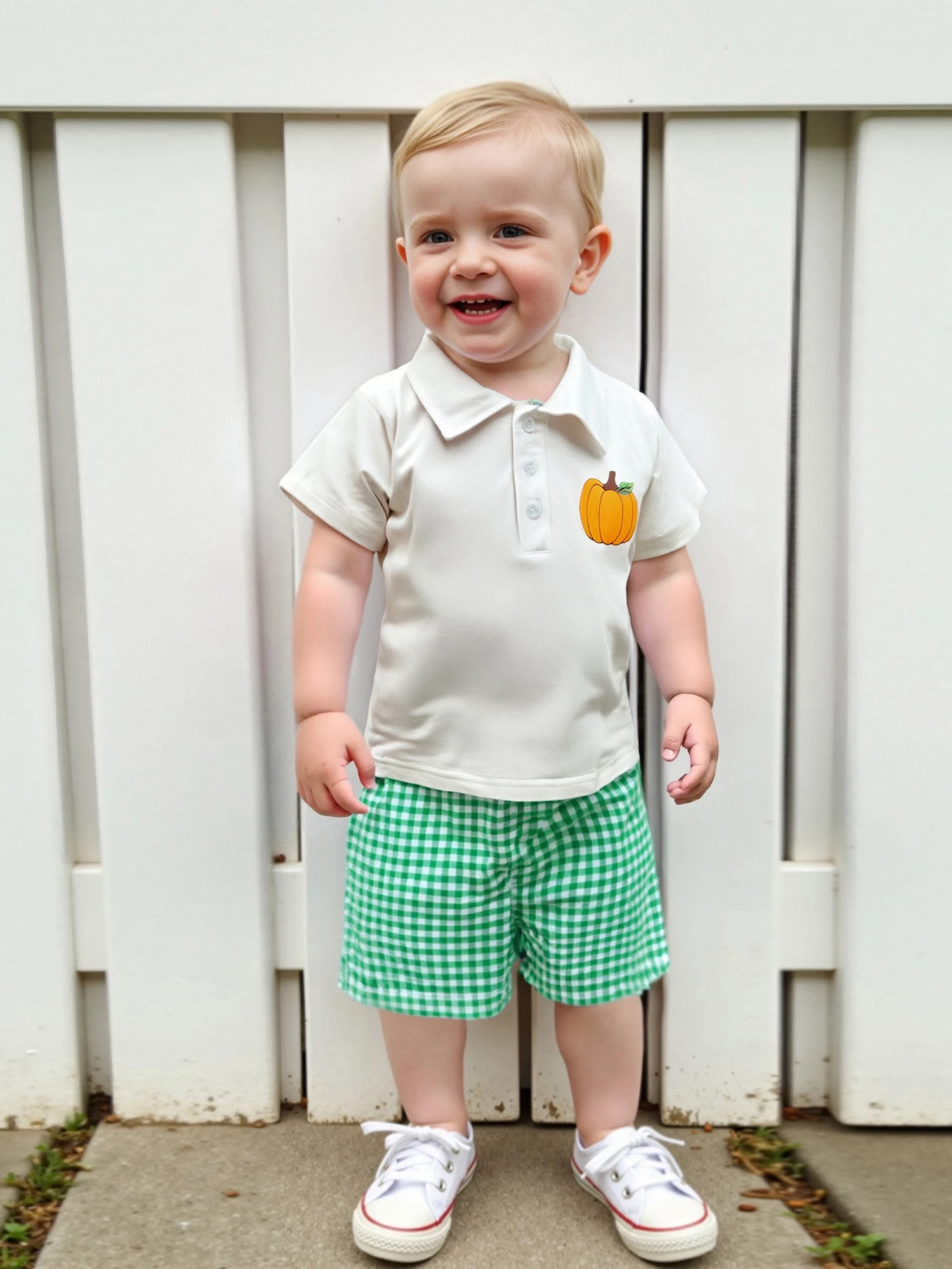 

Toddler Kids Baby Boys Clothes Short Sleeve Lapel Collar Button T-shirts Plaid Print Shorts Set Halloween Tracksuits 0-3Y