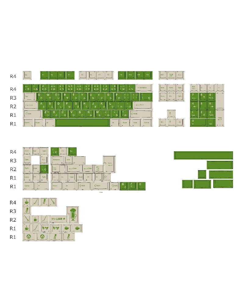 Green keycap customized full set of milk matcha PBT original heat sublimation machinery