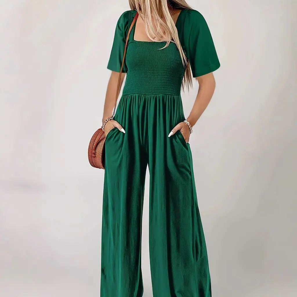 Summer Fashion Casual Loose Short-Sleeved Jumpsuit for Women TK Women's European And American Style
