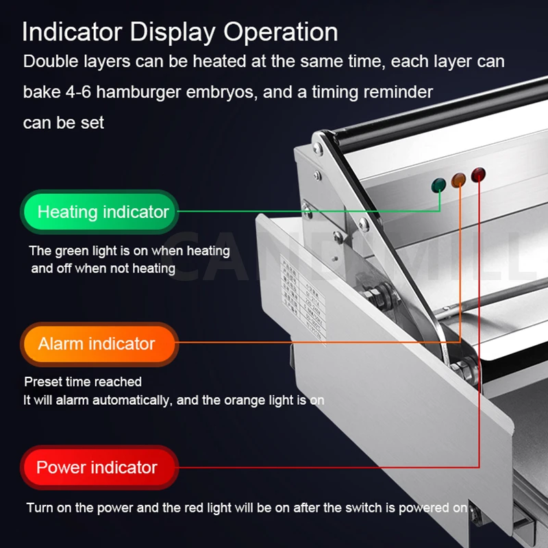 小型ハンバーガー焼き機商業電気バーガーグリル加熱機トーストパンマシンバーガーショップ機器