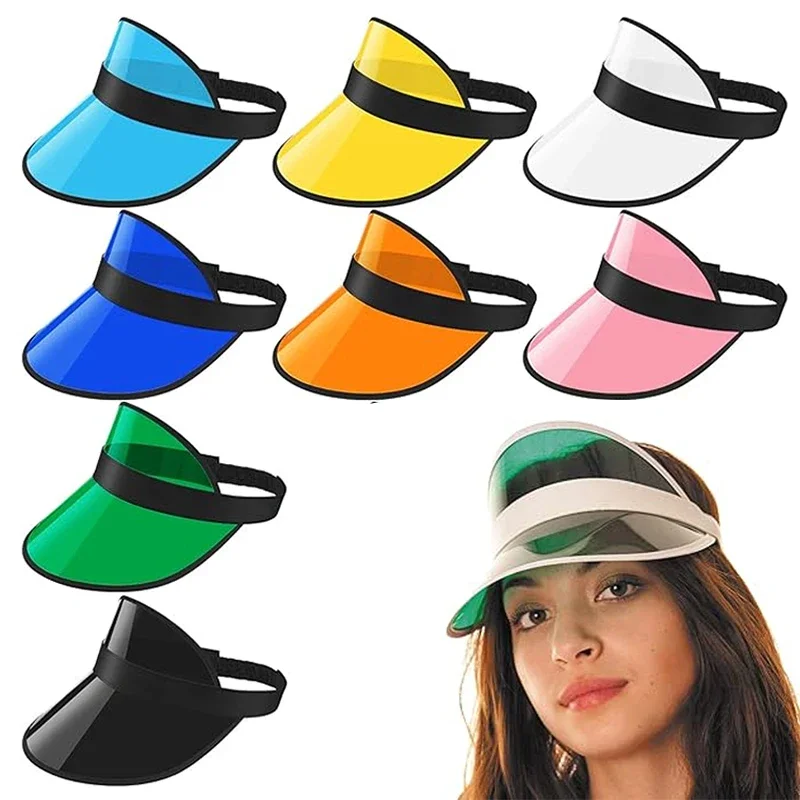 Outdoor Golf Cap Universal Sun Hat Woman Transparent UV-Resistant Soft Plastic Green Color Adjustable Summer Empty Top Sun Visor