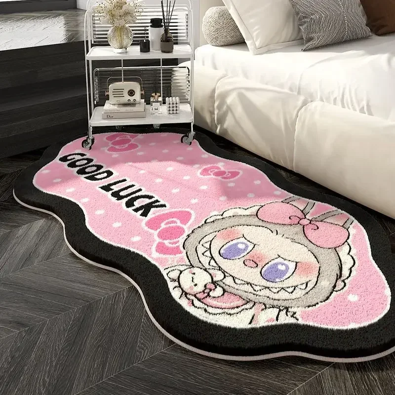 

Cartoon Anime Labubu Carpet Irregular Living Room Bedroom Cloak Room Bedside Carpet Esports Room Desk Underfloor Mat