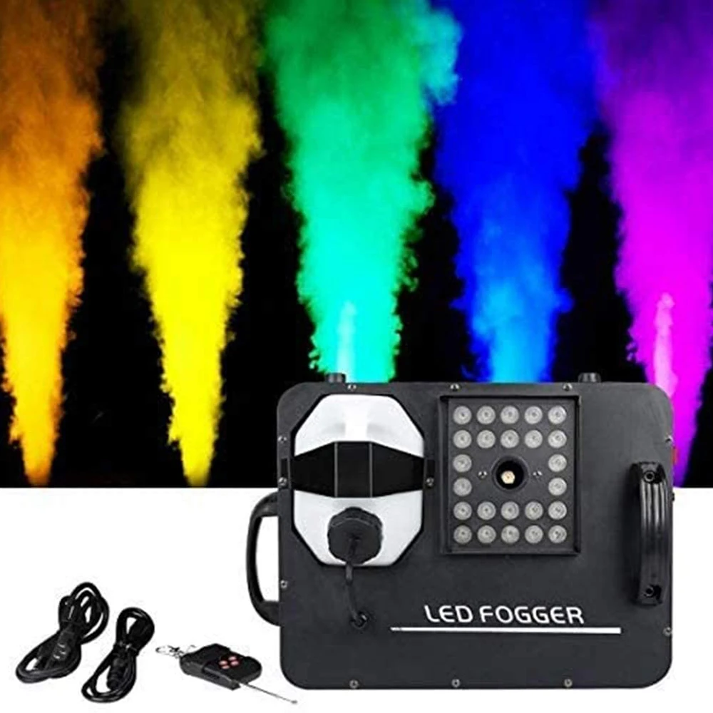 Vertical Spray Fog Machine 1500w RGB 24LED Smoke Fog Machine For Halloween Christmas Weddings Disco Party Stage Smoke Machine