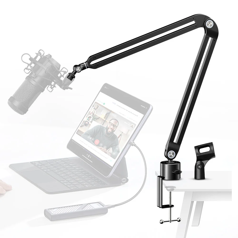 Live VideoProfessional Condenser Microphone Microphone Recording Adjustable Cantilever 360° Gimbal Tabletop Stand