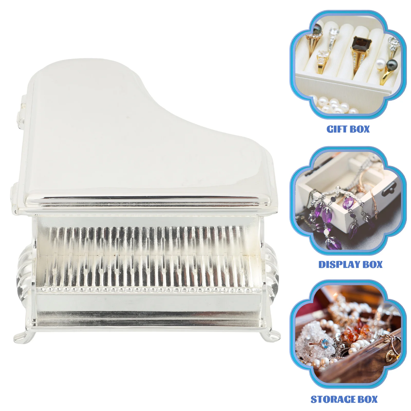 

Piano Shape Jewelry Box Portable Watch Case For Storage Household Jewelry Organizer Soft Cushion Protective Design Creative